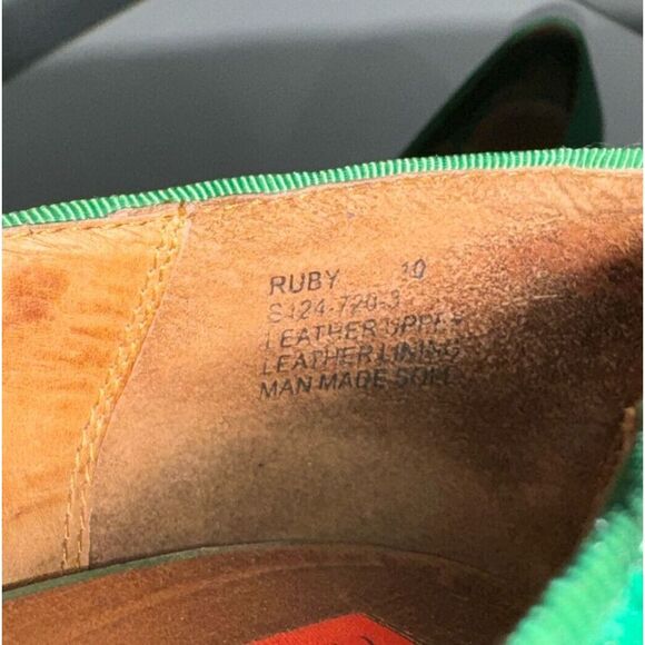 Miz Mooz Ruby Pump Women's Leather Heel Round Toe Retro 40's 50's Green Sz 10 - Picture 7 of 7